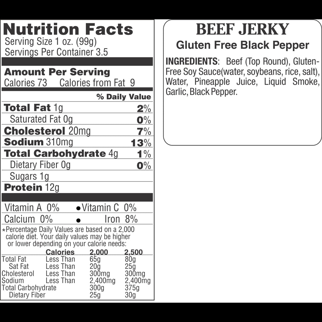 Gluten Free Black Pepper Beef Jerky